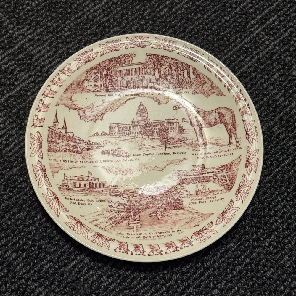 Vintage Vernon Kilns Souvenir Plate Featuring Kentucky State Landmarks